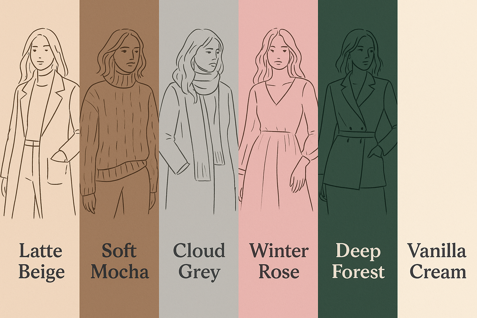 Winter 2025 trending colors in neutral and warm tones