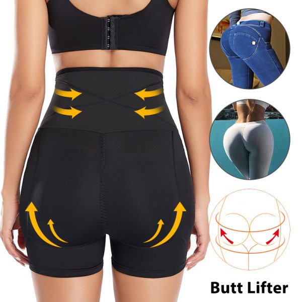 High waist butt lifting shapewear pants in black seamless design